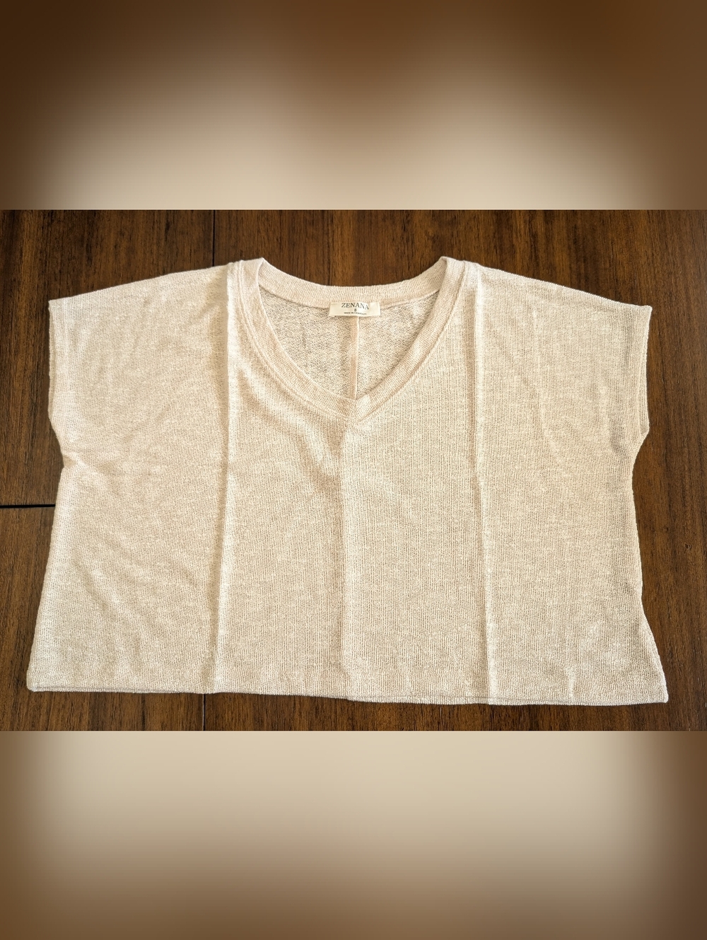 ZENANA Women's V-Neck Lightweight Sweater Top in Sand Beige Sz S, M, L, XL New